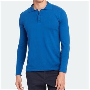 Far Afield Antonio Long Sleeve Polo In Mona Blue - Size S (1)